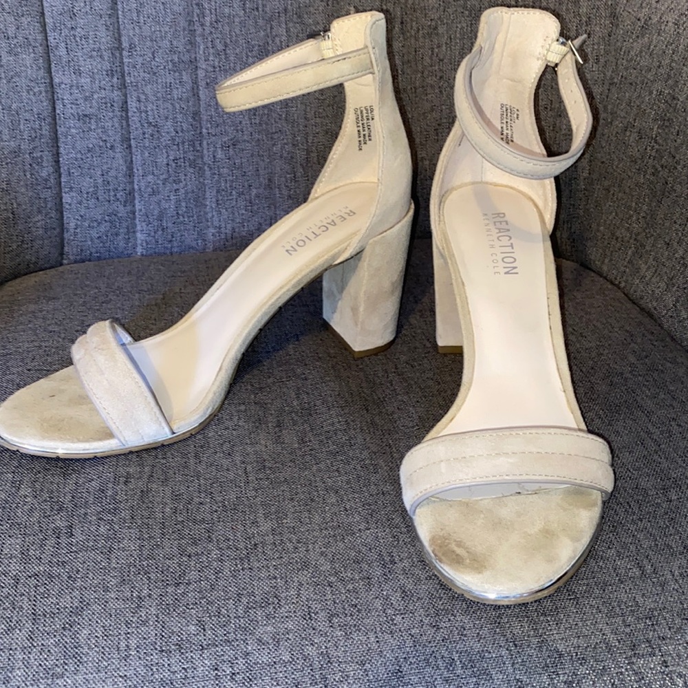 Tan block heel sandals